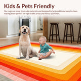 Ultra Soft Area Rug, Non Slip, Stain Resistant, Washable Area Rugs for Living Room, Bedroom, Soft Rainbow Tiled Aesthetic(Orange)