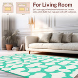 Ultra Soft Area Rug, Non Slip, Stain Resistant, Washable Area Rugs for Living Room, Bedroom, Trendy Radiant Abstract Scallop Style(White)