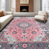 Ultra Soft Area Rug, Non Slip, Stain Resistant, Washable Area Rugs for Living Room, Bedroom, Soft Pastel Boho Patterned Delight(Pink)