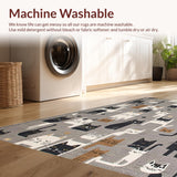 Ultra Soft Area Rug, Non Slip, Stain Resistant, Washable Area Rugs for Living Room, Bedroom, Funky Gray Cat Graphic Design(Gray)
