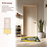 Ultra Soft Area Rug, Non Slip, Stain Resistant, Washable Area Rugs for Living Room, Bedroom, Fun Animal Character Round Mat(Yellow)
