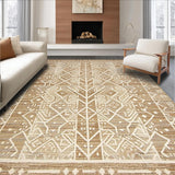 Ultra Soft Area Rug, Non Slip, Stain Resistant, Washable Area Rugs for Living Room, Bedroom, Stylish Diamond Patterned Minimalism(Beige)