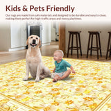 Ultra Soft Area Rug, Non Slip, Stain Resistant, Washable Area Rugs for Living Room, Bedroom, Bright Floral Burst with Contemporary Flair(Beige)