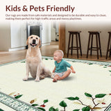 Ultra Soft Area Rug, Non Slip, Stain Resistant, Washable Area Rugs for Living Room, Bedroom, Artistic Black Floral Silhouette(Beige)