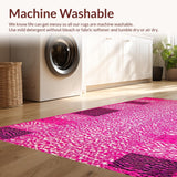 Ultra Soft Area Rug, Non Slip, Stain Resistant, Washable Area Rugs for Living Room, Bedroom, Vibrant Leopard Stripe Motif(Pink)