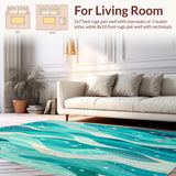Ultra Soft Area Rug, Non Slip, Stain Resistant, Washable Area Rugs for Living Room, Bedroom, Coastal Starfish Ocean Wave Runner Rug Teal Blue Nautical Accent Carpet(Blue)