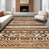 Ultra Soft Area Rug, Non Slip, Stain Resistant, Washable Area Rugs for Living Room, Bedroom, Modern Vintage Lattice Composition(Brown)