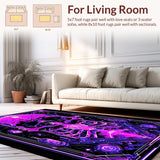 Ultra Soft Area Rug, Non Slip, Stain Resistant, Washable Area Rugs for Living Room, Bedroom, Colorful UV Reactive Elements(Purple)