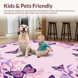 Ultra Soft Area Rug, Non Slip, Stain Resistant, Washable Area Rugs for Living Room, Bedroom, Vibrant Floral Nature Inspiration(Pink)