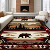 Ultra Soft Area Rug, Non Slip, Stain Resistant, Washable Area Rugs for Living Room, Bedroom, Striking Ethnic Bear Graphic(Brown)