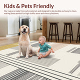 Ultra Soft Area Rug, Non Slip, Stain Resistant, Washable Area Rugs for Living Room, Bedroom, Scandi Geometric Ivory Living Room Non-Shedding Rug(White)