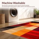 Ultra Soft Area Rug, Non Slip, Stain Resistant, Washable Area Rugs for Living Room, Bedroom, Abstract Geometric Burnt Orange Living Room Floor Rug(Red)