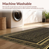 Ultra Soft Area Rug, Non Slip, Stain Resistant, Washable Area Rugs for Living Room, Bedroom, Sophisticated Curvilinear Patterns in Gold(Gold)