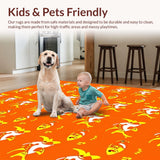 Ultra Soft Area Rug, Non Slip, Stain Resistant, Washable Area Rugs for Living Room, Bedroom, Bright Orange and White Theme(Orange)