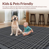 Ultra Soft Area Rug, Non Slip, Stain Resistant, Washable Area Rugs for Living Room, Bedroom, Vintage Monochrome Checkerboard Aesthetic(Black)