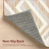 Beige Ivory Chevron Striped Area with Bold Angular Motif Design(Beige)