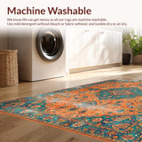 Ultra Soft Area Rug, Non Slip, Stain Resistant, Washable Area Rugs for Living Room, Bedroom, Vibrant Orange Distressed Elegance(Orange)