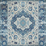 Ultra Soft Area Rug, Non Slip, Stain Resistant, Washable Area Rugs for Living Room, Bedroom, Stylish Blue Accented Geometric Pattern(Blue)