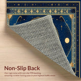 Ultra Soft Area Rug, Non Slip, Stain Resistant, Washable Area Rugs for Living Room, Bedroom, Stylish Earthy Trellis Influence(Blue)
