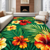 Ultra Soft Area Rug, Non Slip, Stain Resistant, Washable Area Rugs for Living Room, Bedroom, Sophisticated Vintage Leaf Arrangement(Green)