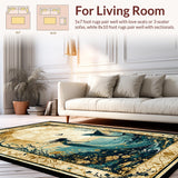 Ultra Soft Area Rug, Non Slip, Stain Resistant, Washable Area Rugs for Living Room, Bedroom, Whimsical Soft Tones Floor Mat(Gold)