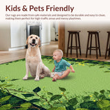Ultra Soft Area Rug, Non Slip, Stain Resistant, Washable Area Rugs for Living Room, Bedroom, Cottagecore Leafy Textured Aesthetic(Green)