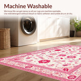 Ultra Soft Area Rug, Non Slip, Stain Resistant, Washable Area Rugs for Living Room, Bedroom, Charming Floral Playful Aesthetic(White)