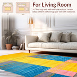 Ultra Soft Area Rug, Non Slip, Stain Resistant, Washable Area Rugs for Living Room, Bedroom, Minimalist Lively Wave Formation(Yellow)