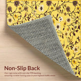 Ultra Soft Area Rug, Non Slip, Stain Resistant, Washable Area Rugs for Living Room, Bedroom, Trendy Minimalist Floral Display(Yellow)