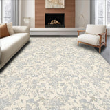 Neutral Scrollwork with Delicate Beige and Muted Smoke Floral Motifs(Beige)