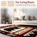 Ultra Soft Area Rug, Non Slip, Stain Resistant, Washable Area Rugs for Living Room, Bedroom, Rustic Wildlife Nature Motif(Red)
