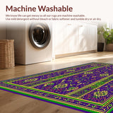 Ultra Soft Area Rug, Non Slip, Stain Resistant, Washable Area Rugs for Living Room, Bedroom, Rustic Colorful Diamond Pattern(Purple)