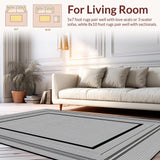Ultra Soft Area Rug, Non Slip, Stain Resistant, Washable Area Rugs for Living Room, Bedroom, Contemporary Neutral Tiled Art(Gray)