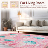 Ultra Soft Area Rug, Non Slip, Stain Resistant, Washable Area Rugs for Living Room, Bedroom, Bright Easter Themed Decor(Pink)