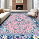 Ultra Soft Area Rug, Non Slip, Stain Resistant, Washable Area Rugs for Living Room, Bedroom, Artistic Retro Floral Composition(Pink)