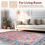 Ultra Soft Area Rug, Non Slip, Stain Resistant, Washable Area Rugs for Living Room, Bedroom, Charming Pastel Floral Motif(Pink)