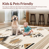 Ultra Soft Area Rug, Non Slip, Stain Resistant, Washable Area Rugs for Living Room, Bedroom, Stylish Modern Diamond Pattern(Beige)