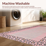 Ultra Soft Area Rug, Non Slip, Stain Resistant, Washable Area Rugs for Living Room, Bedroom, Trendy Pink Safari Inspired Design(Pink)