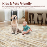 Ultra Soft Area Rug, Non Slip, Stain Resistant, Washable Area Rugs for Living Room, Bedroom, Waffle Textured Beige Boho(Beige)