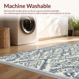 Ultra Soft Area Rug, Non Slip, Stain Resistant, Washable Area Rugs for Living Room, Bedroom, Sleek Monochrome Linear Design(Blue)