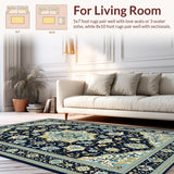 Ultra Soft Area Rug, Non Slip, Stain Resistant, Washable Area Rugs for Living Room, Bedroom, Contemporary Abstract Artful Scheme(Blue)