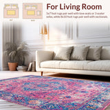 Ultra Soft Area Rug, Non Slip, Stain Resistant, Washable Area Rugs for Living Room, Bedroom, Elegant Retro Abstract Design(Pink)