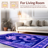 Ultra Soft Area Rug, Non Slip, Stain Resistant, Washable Area Rugs for Living Room, Bedroom, Luxurious Colorful Creature Pattern(Blue)