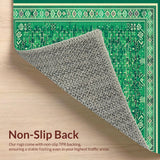 Ultra Soft Area Rug, Non Slip, Stain Resistant, Washable Area Rugs for Living Room, Bedroom, Vintage Oriental Nursery Non-Slip Soft Carpet(Green)
