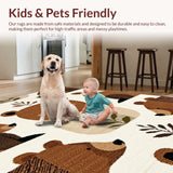 Ultra Soft Area Rug, Non Slip, Stain Resistant, Washable Area Rugs for Living Room, Bedroom, Soft Earth Tone Bear Motif(Brown)