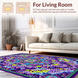 Ultra Soft Area Rug, Non Slip, Stain Resistant, Washable Area Rugs for Living Room, Bedroom, Whimsical Mandala Color Fusion(Purple)
