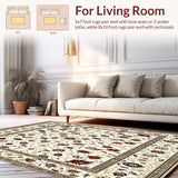Ultra Soft Area Rug, Non Slip, Stain Resistant, Washable Area Rugs for Living Room, Bedroom, Vintage Boho Kitchen Runner(White)