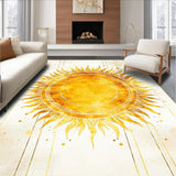 Ultra Soft Area Rug, Non Slip, Stain Resistant, Washable Area Rugs for Living Room, Bedroom, Vibrant Sunburst Abstract Aesthetic(Gold)