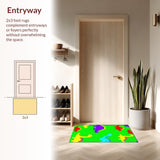 Ultra Soft Area Rug, Non Slip, Stain Resistant, Washable Area Rugs for Living Room, Bedroom, Charming Cartoon Animal Landscape Art(Green)