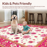 Ultra Soft Area Rug, Non Slip, Stain Resistant, Washable Area Rugs for Living Room, Bedroom, Rustic Gold Diamond Motif Accent(White)